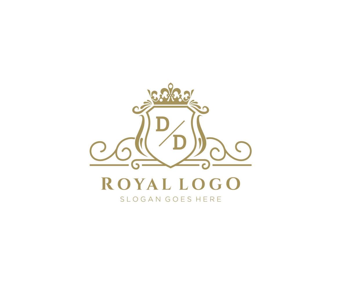 eerste dd brief luxueus merk logo sjabloon, voor restaurant, royalty, boetiek, cafe, hotel, heraldisch, sieraden, mode en andere vector illustratie.