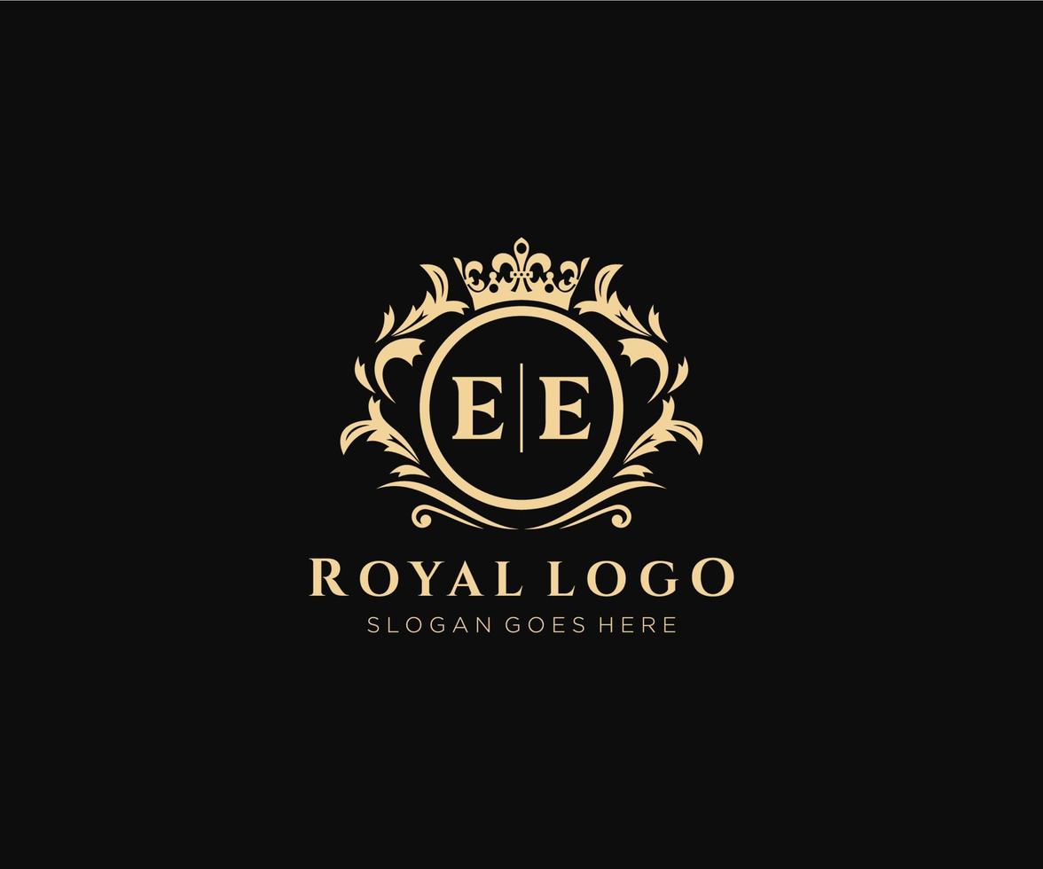 eerste ee brief luxueus merk logo sjabloon, voor restaurant, royalty, boetiek, cafe, hotel, heraldisch, sieraden, mode en andere vector illustratie.