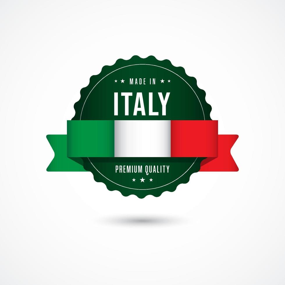 gemaakt in Italië premium kwaliteit label badge vector sjabloon ontwerp illustratie