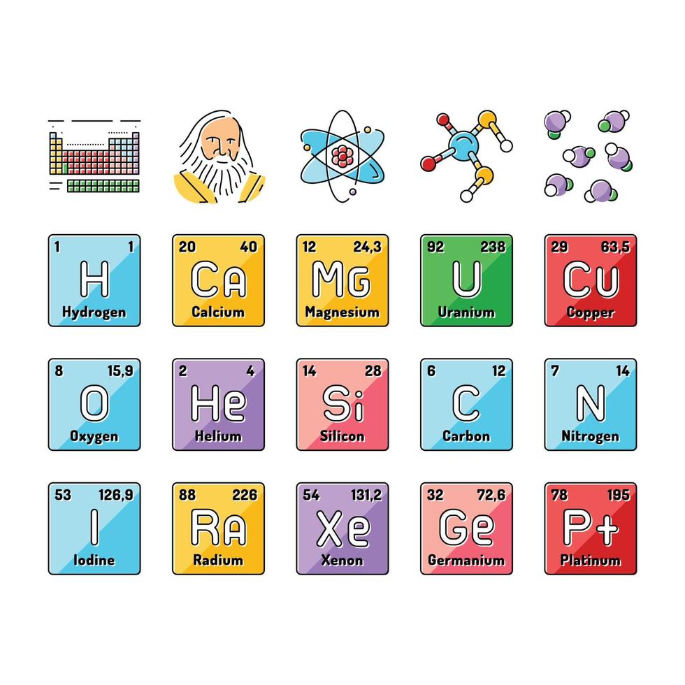 chemisch wetenschap chemie pictogrammen reeks vector