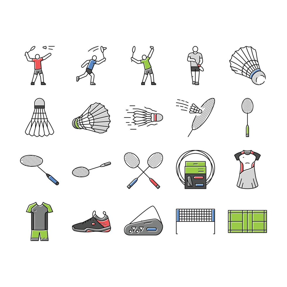 badminton shuttle sport pictogrammen reeks vector