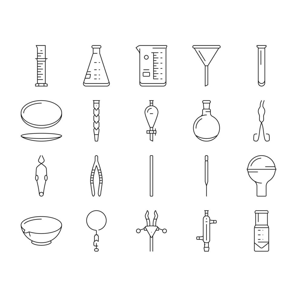 chemisch glaswerk laboratorium pictogrammen reeks vector