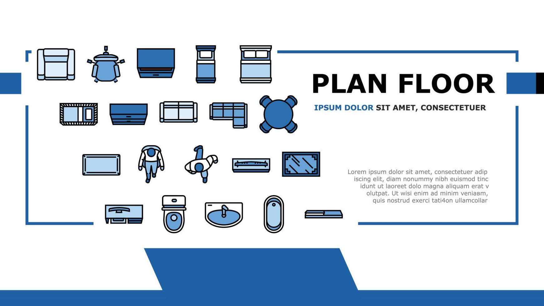 verdieping plan interieur meubilair landen hoofd vector