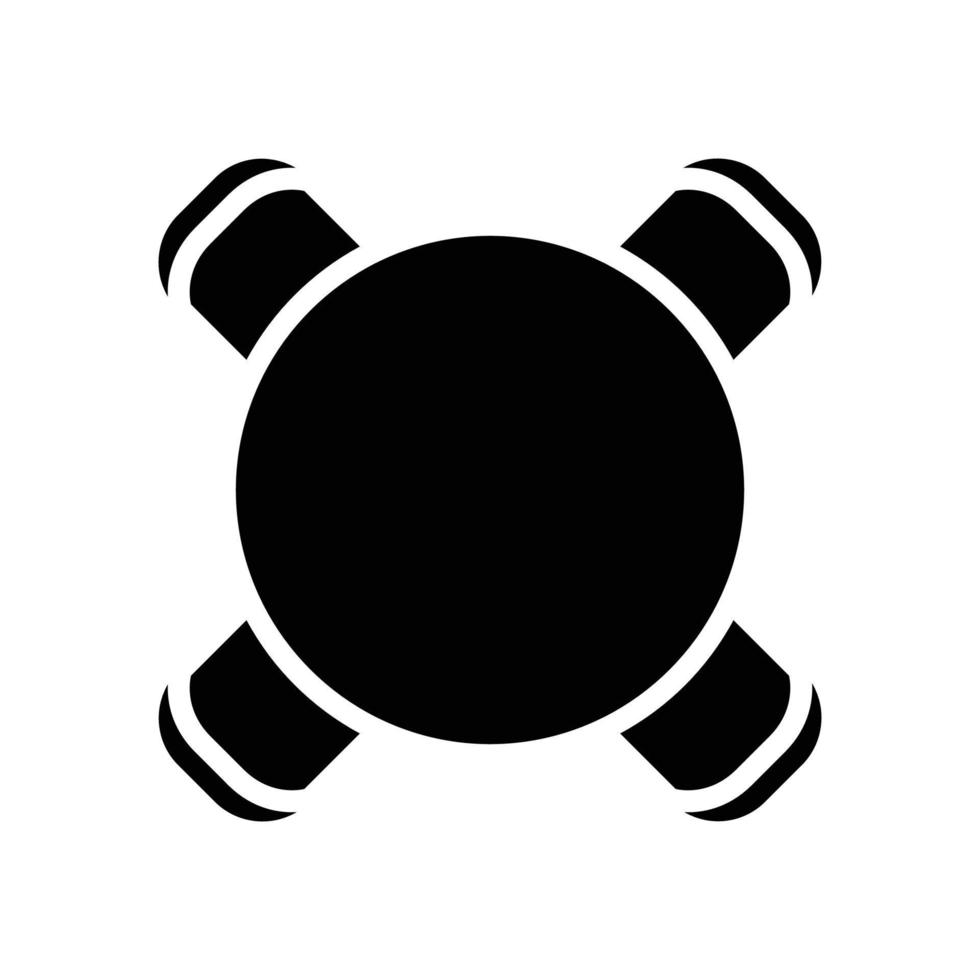 ronde tafel stoel top visie glyph icoon vector illustratie