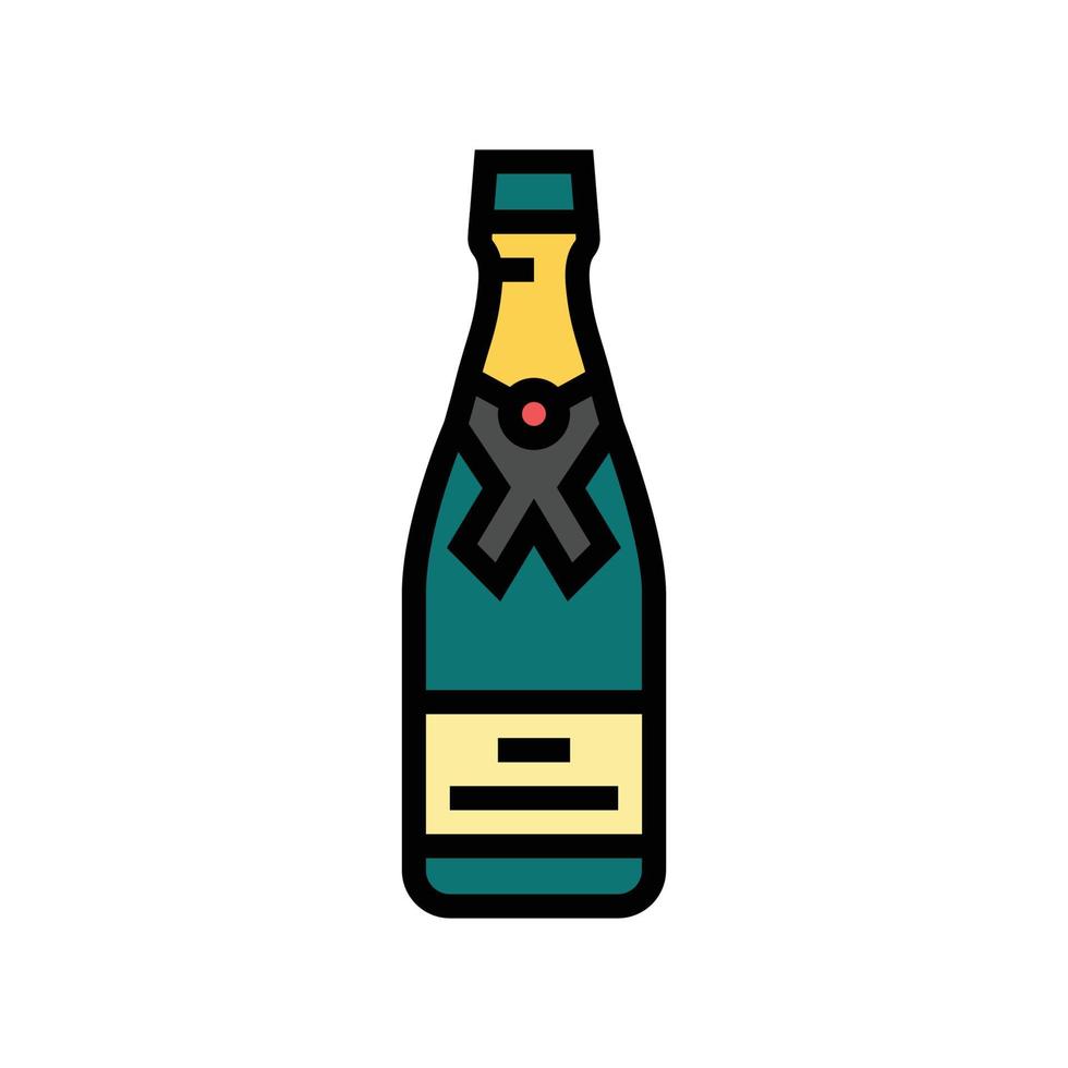 Champagne glas fles kleur icoon vector illustratie