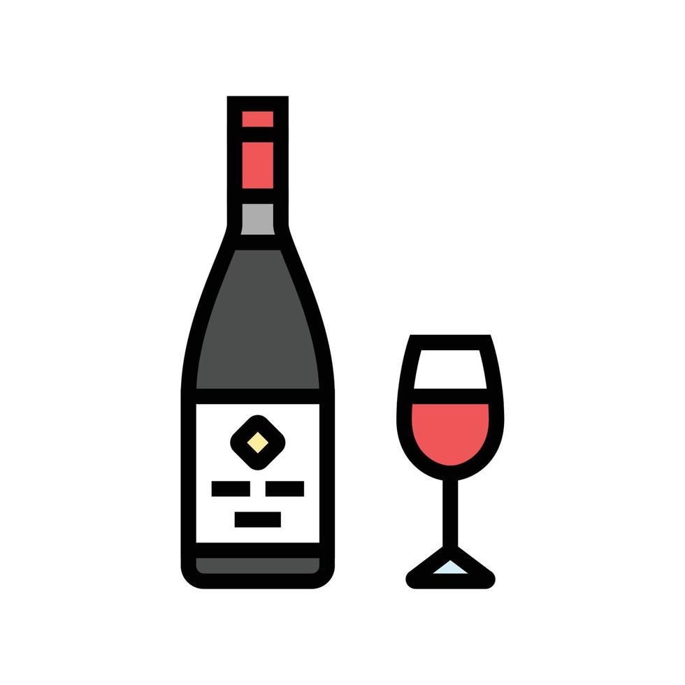 wijn drinken fles kleur icoon vector illustratie