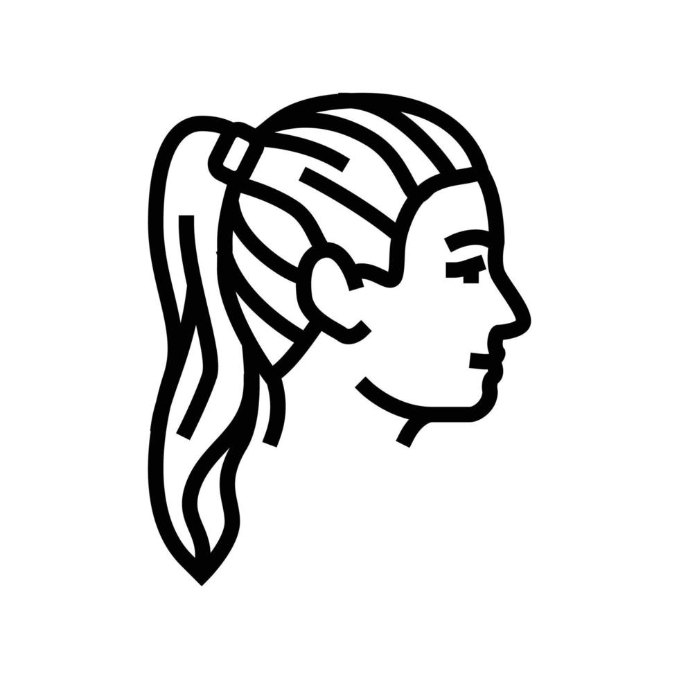paardenstaart kapsel vrouw lijn icoon vector illustratie