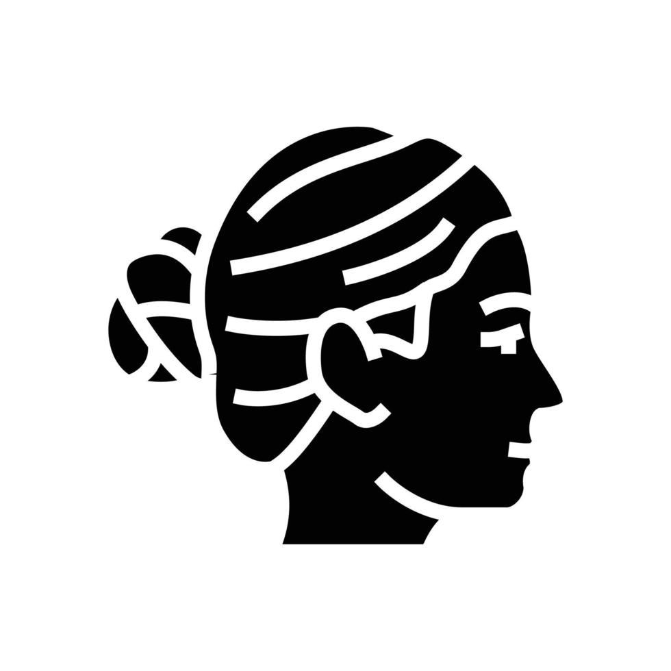 bun kapsel vrouw glyph icoon vector illustratie