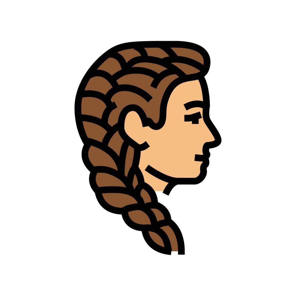 Frans vlecht kapsel vrouw kleur icoon vector illustratie