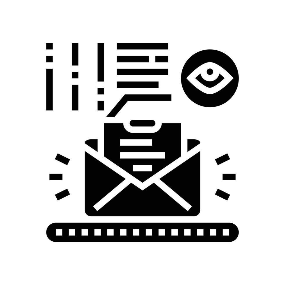 ten volle beheerd e-mail afzet glyph icoon vector illustratie