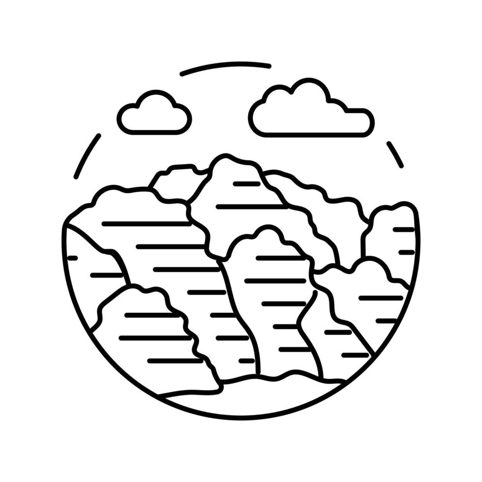 toerisme berg landschap lijn icoon vector illustratie