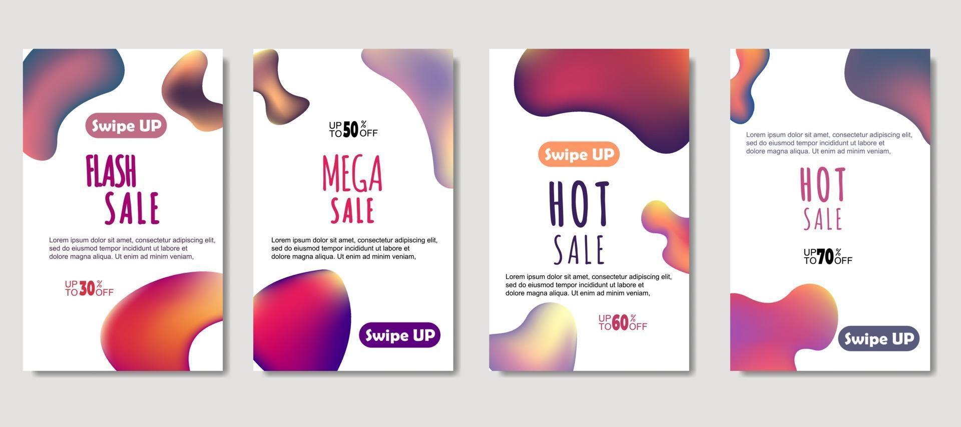 dynamische abstracte vloeibare mobiel voor verkoopbanners. verkoop sjabloonontwerp spandoek, mega-verkoop speciale aanbieding-set. ontwerp voor flyer, cadeaubon, poster aan de muur, omslagboek, banner, sociale media vector