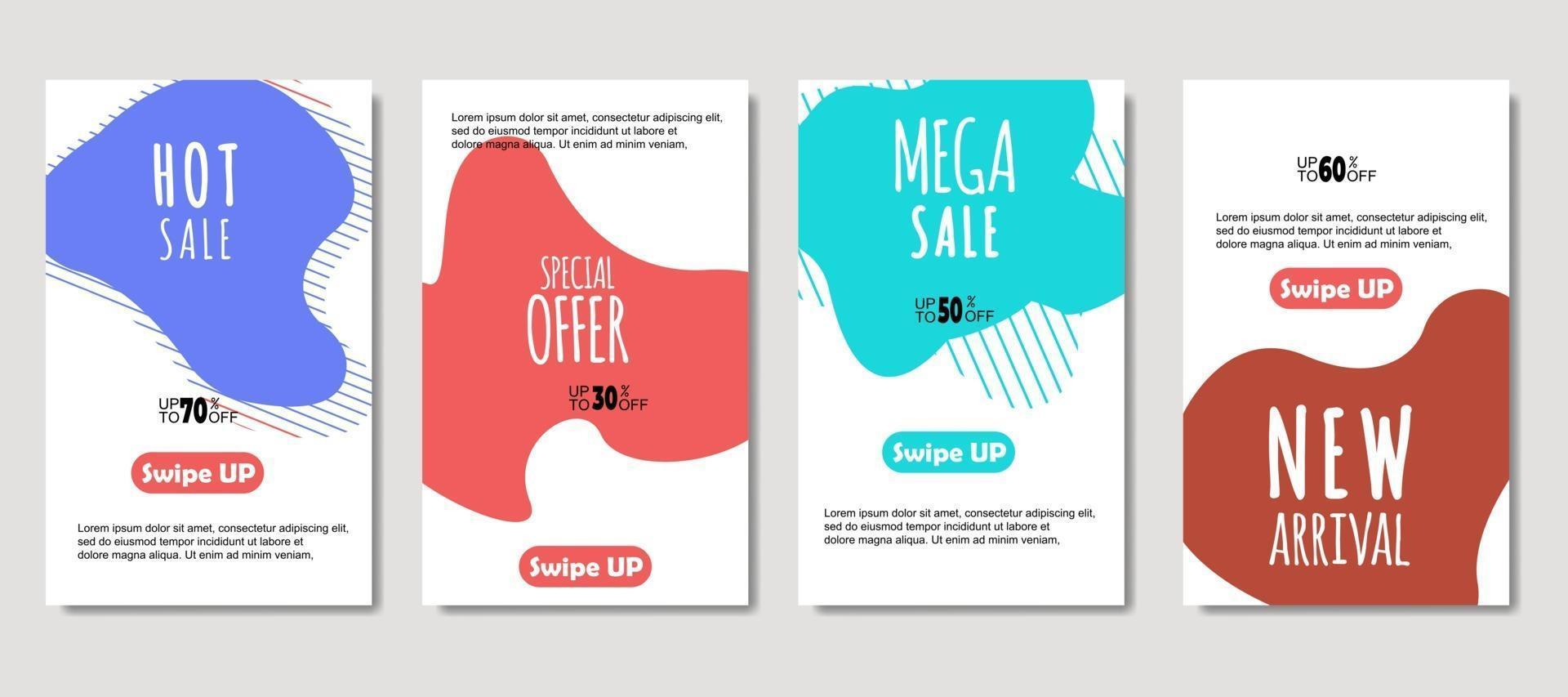 dynamische abstracte vloeibare mobiel voor verkoopbanners. verkoop sjabloonontwerp spandoek, mega-verkoop speciale aanbieding-set. ontwerp voor flyer, cadeaubon, poster aan de muur, omslagboek, banner, sociale media vector