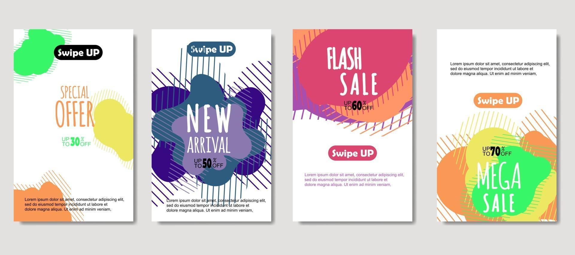 dynamische abstracte vloeibare mobiel voor verkoopbanners. verkoop sjabloonontwerp spandoek, mega-verkoop speciale aanbieding-set. ontwerp voor flyer, cadeaubon, poster aan de muur, omslagboek, banner, sociale media vector