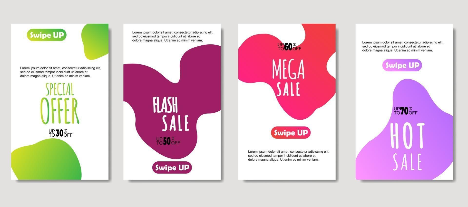 dynamische abstracte vloeibare mobiel voor verkoopbanners. verkoop sjabloonontwerp spandoek, mega-verkoop speciale aanbieding-set. ontwerp voor flyer, cadeaubon, poster aan de muur, omslagboek, banner, sociale media vector