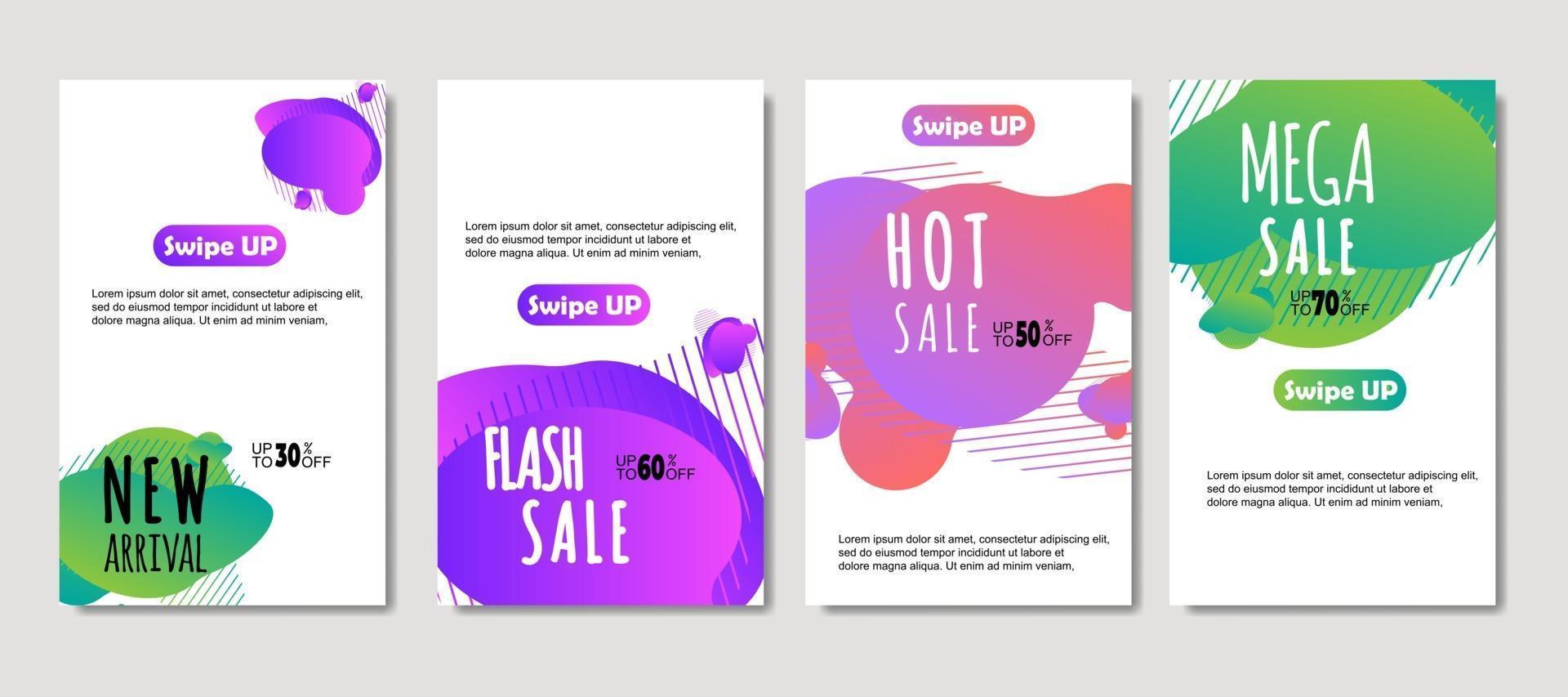 dynamische abstracte vloeibare mobiel voor verkoopbanners. verkoop banner sjabloonontwerp, mega sale speciale aanbieding set, ontwerp voor flyer, cadeaubon, poster aan de muur, omslagboek, banner, sociale media vector