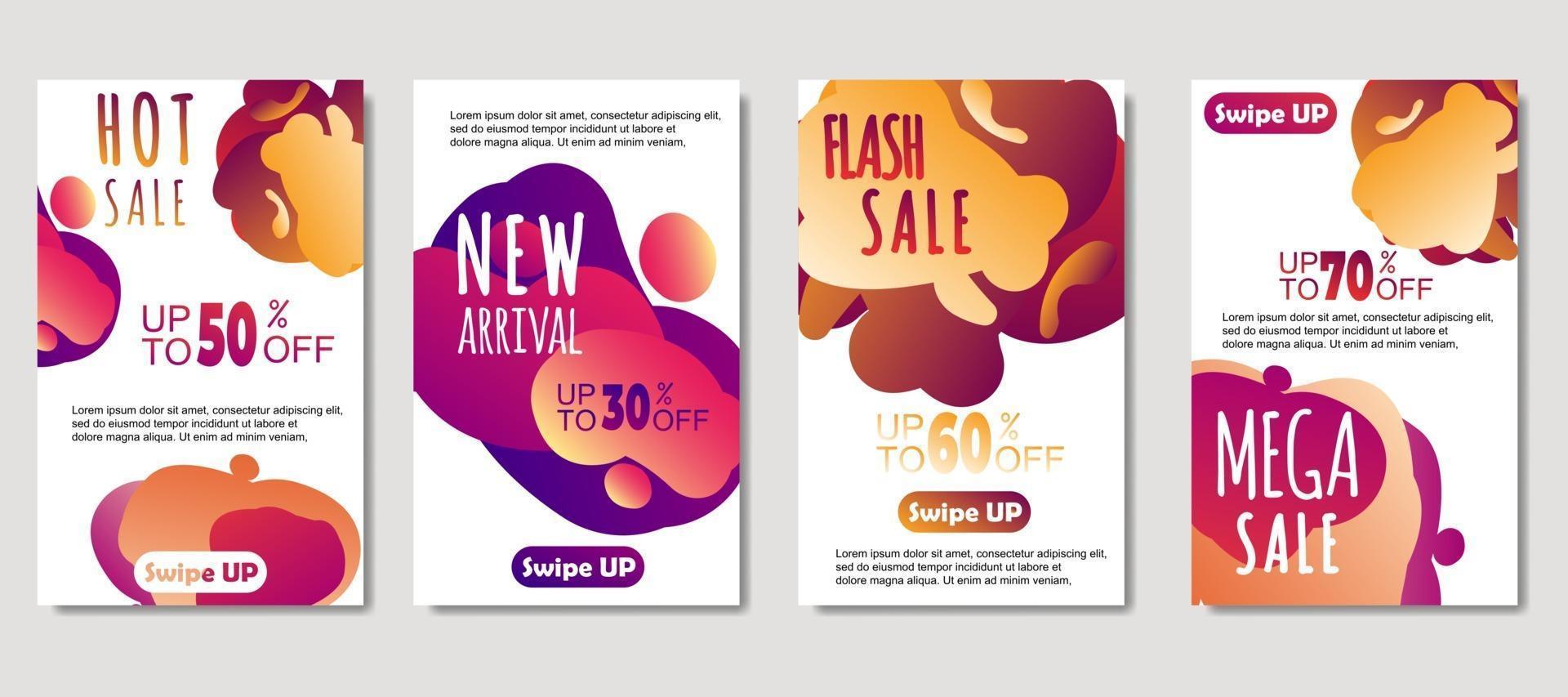 dynamische abstracte vloeibare mobiel voor verkoopbanners. verkoop banner sjabloonontwerp, mega sale speciale aanbieding set, ontwerp voor flyer, cadeaubon, poster aan de muur, omslagboek, banner, sociale media vector