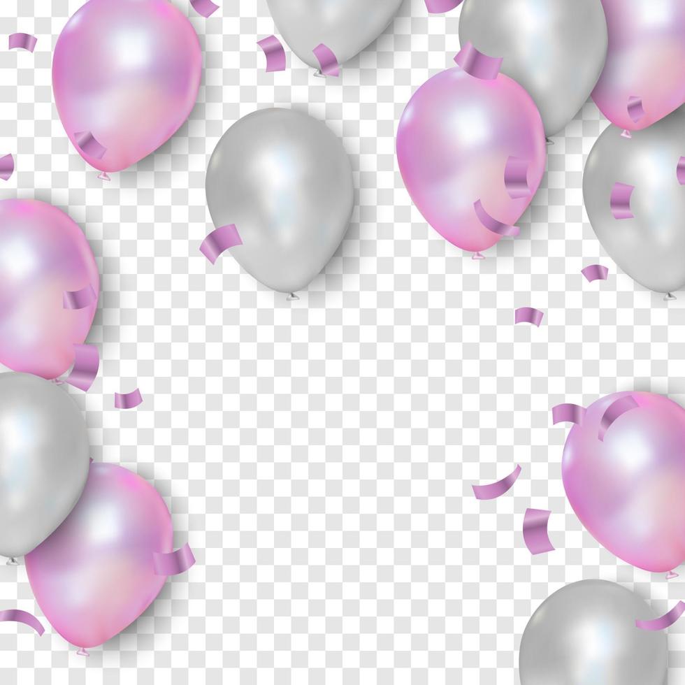 roze en witte ballonnen, vectorillustratie vector