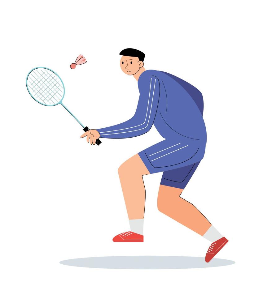 mensen Holding een racket. atleet Speel badminton vector illustratie
