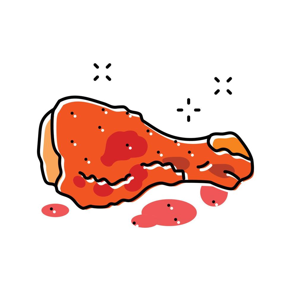 pittig kip gebakken kleur icoon vector illustratie