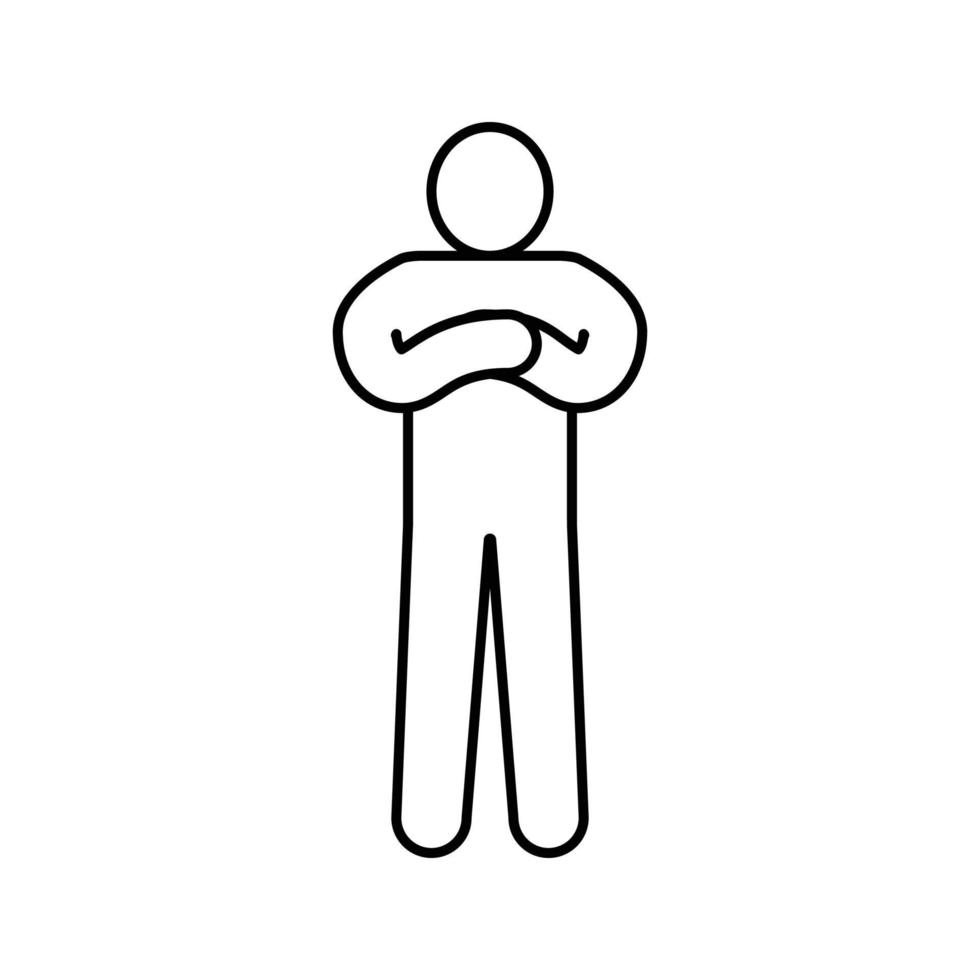 kruis hand- Mens lijn icoon vector illustratie
