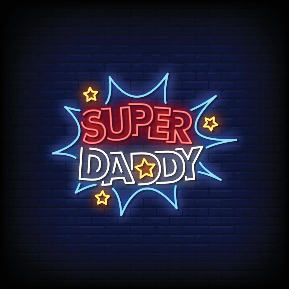 super papa ontwerp neonreclames stijl tekst vector