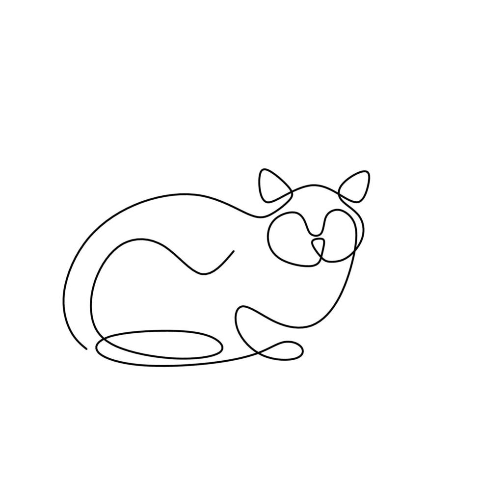 continu een lijntekening van gelukkige schattige katten silhouetten. handgetekende zittende katten met gekrulde staart geïsoleerd op een witte achtergrond. hou van huisdier concept. minimalistische contour kitten dieren illustratie vector