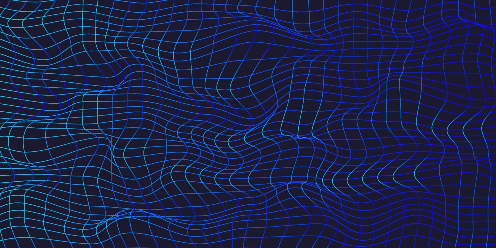 abstract 3d neon maas Aan zwart achtergrond. futuristische neon vervormd rooster vector