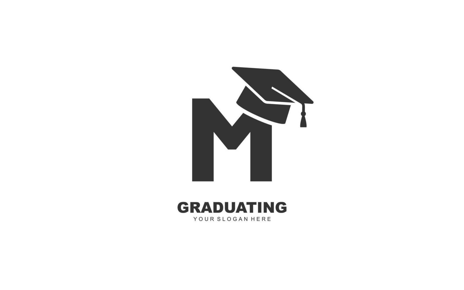 m diploma uitreiking logo ontwerp inspiratie. vector brief sjabloon ontwerp voor merk.