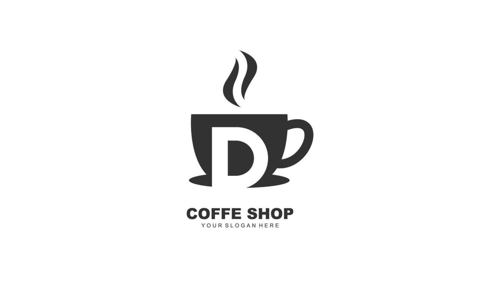 d koffie logo ontwerp inspiratie. vector brief sjabloon ontwerp voor merk.