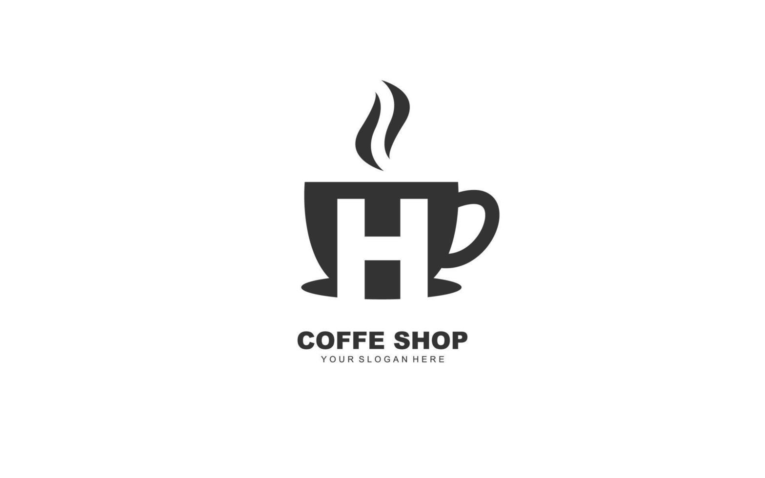 h koffie logo ontwerp inspiratie. vector brief sjabloon ontwerp voor merk.