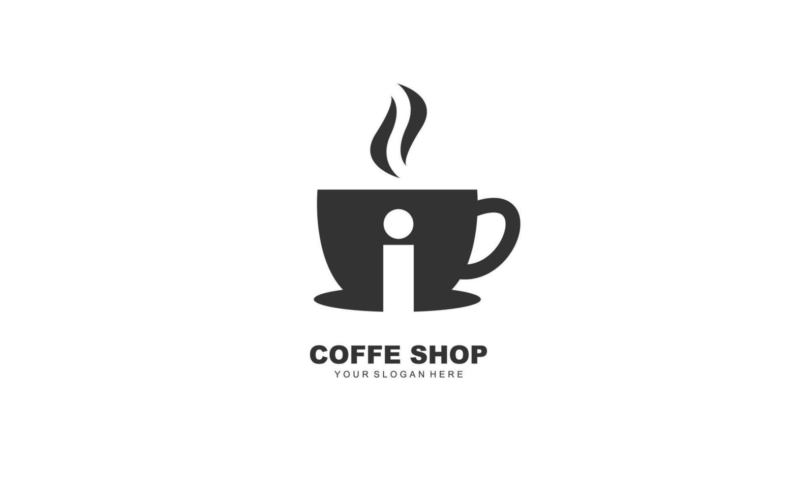 ik koffie logo ontwerp inspiratie. vector brief sjabloon ontwerp voor merk.