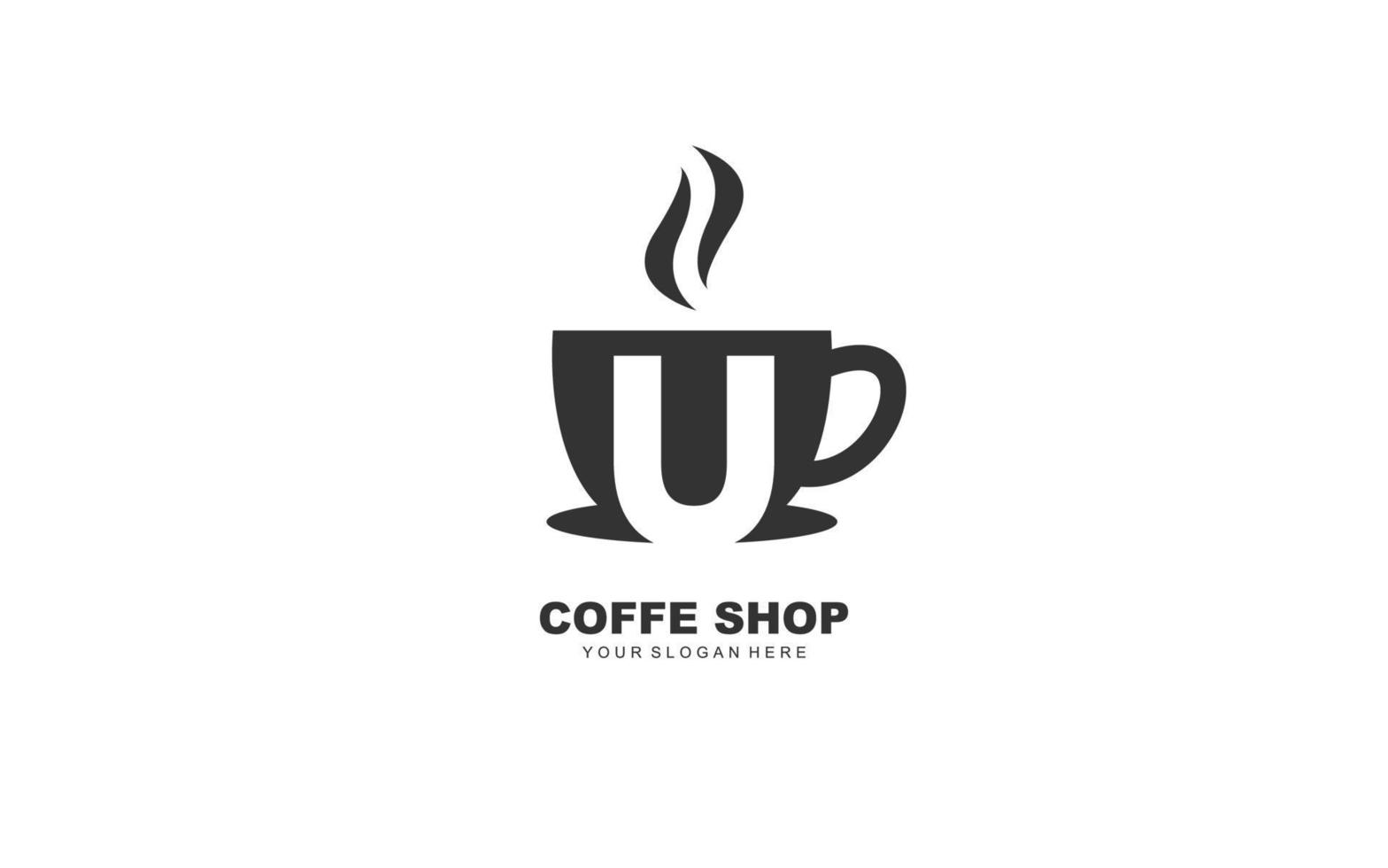 u koffie logo ontwerp inspiratie. vector brief sjabloon ontwerp voor merk.