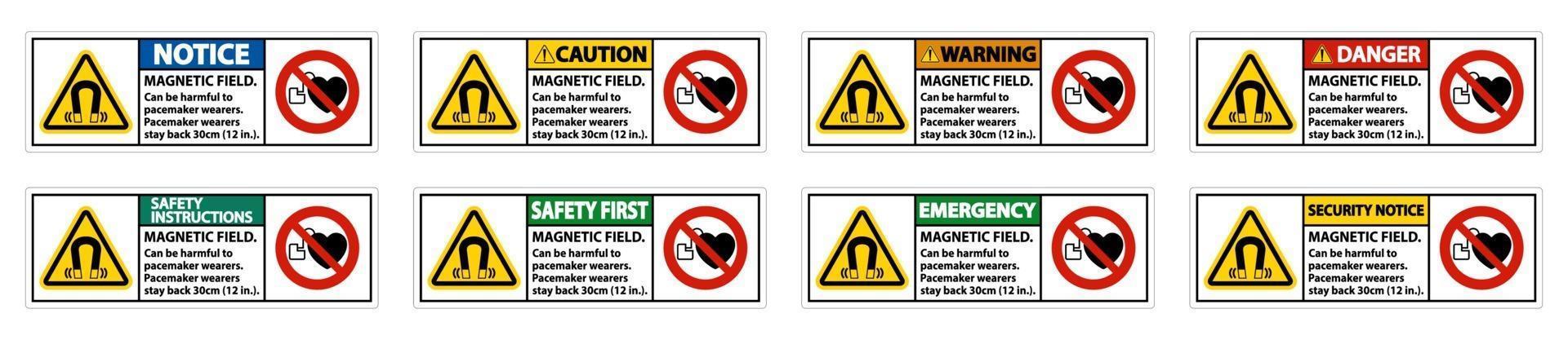 magnetisch veld kan schadelijk zijn voor dragers van pacemakers. dragers van pacemakers. blijf 30 cm achter vector