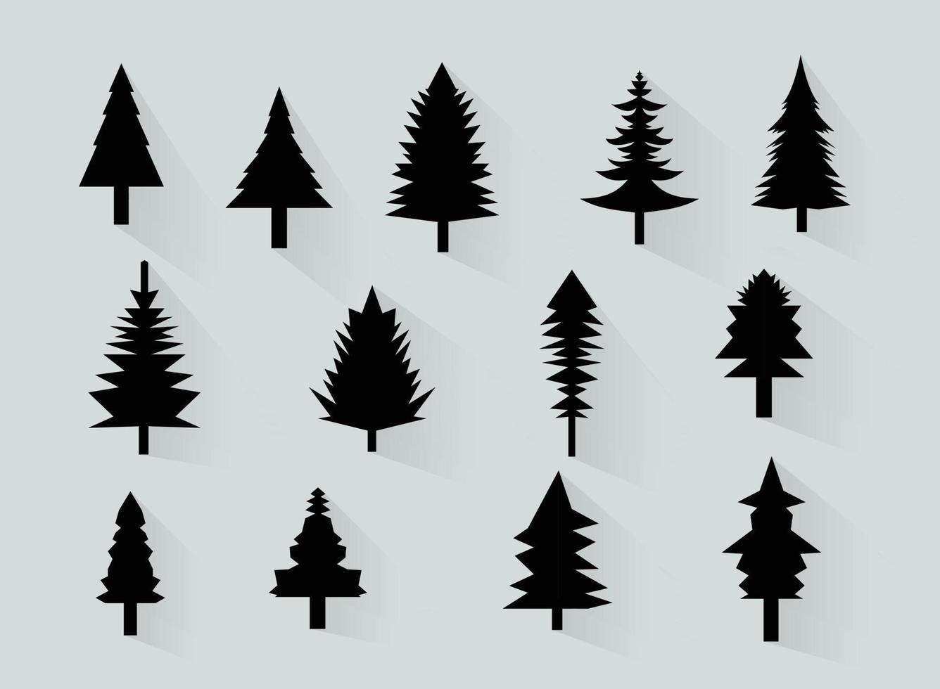 pijnboom boom vector illustratie silhouetten verzameling en wildernis voorwerpen naar creëren uw eigen natuur tafereel.