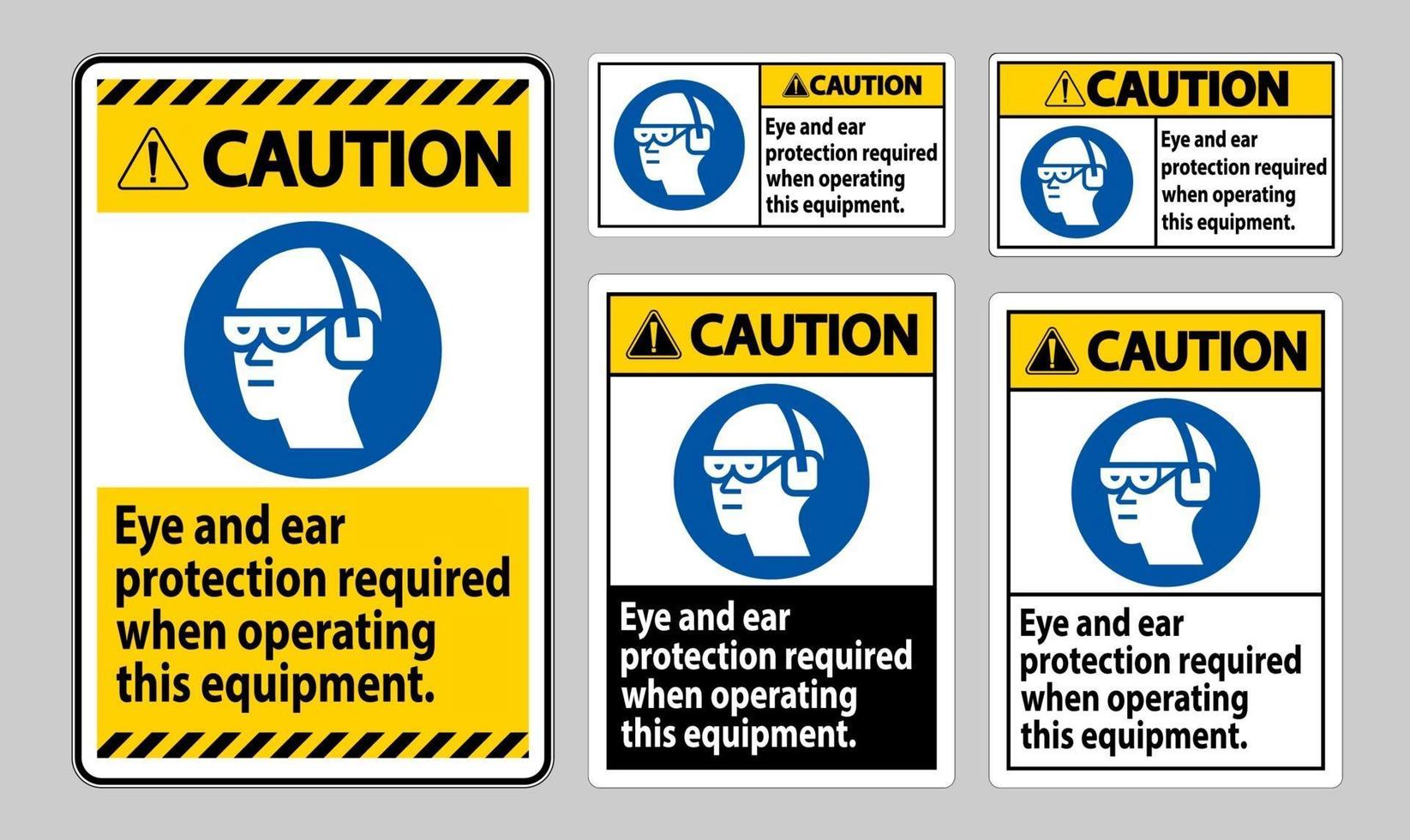 waarschuwingsteken oog- en gehoorbescherming vereist bij het gebruik van deze apparatuur vector