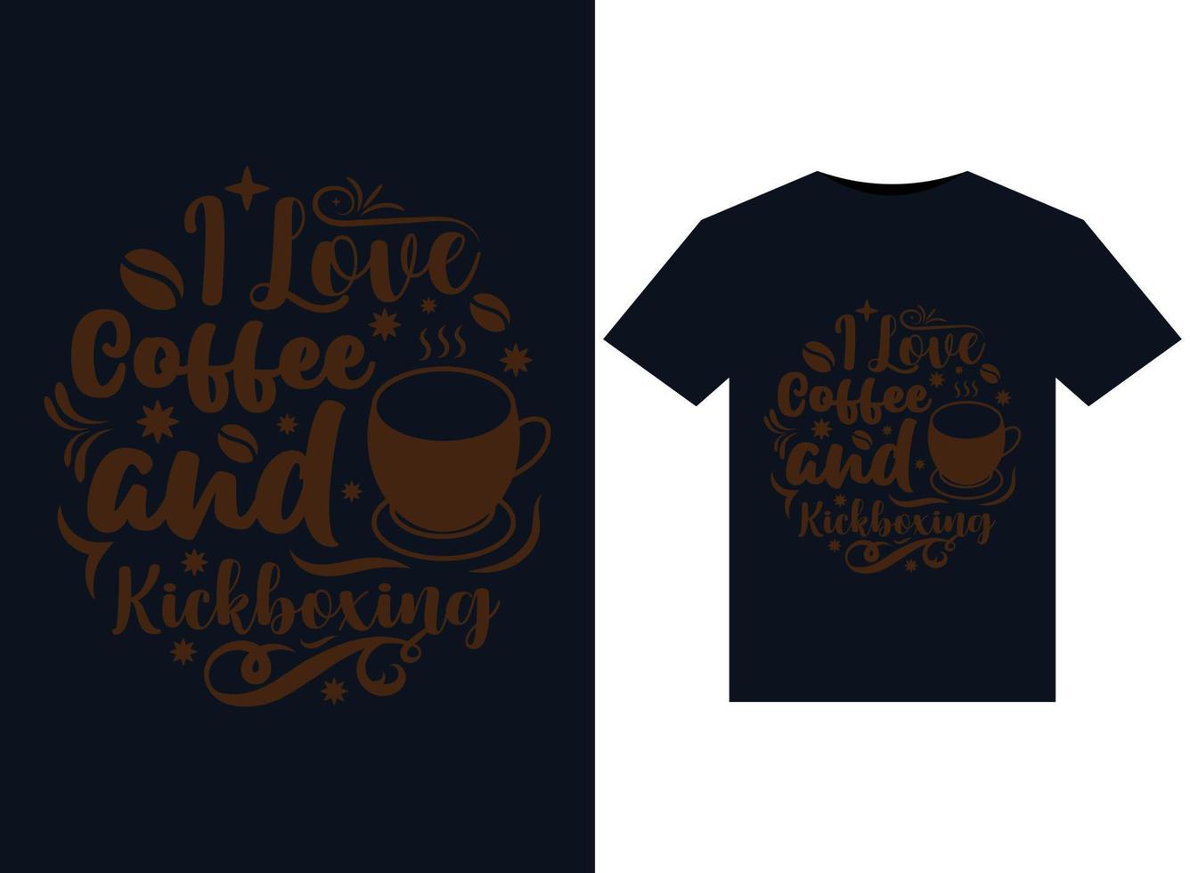 ik liefde koffie en kickboksen illustraties voor drukklare t-shirts ontwerp vector