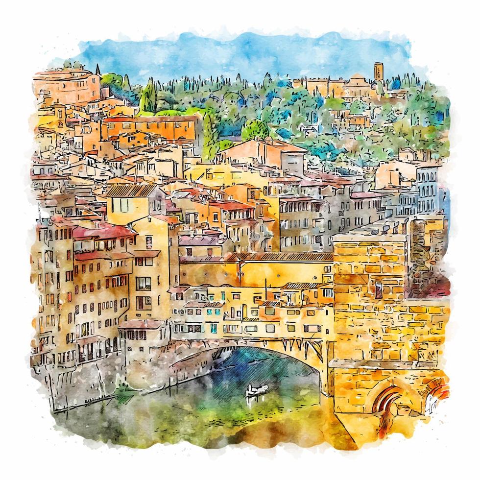firenze Toscane Italië waterverf schetsen hand- getrokken illustratie vector