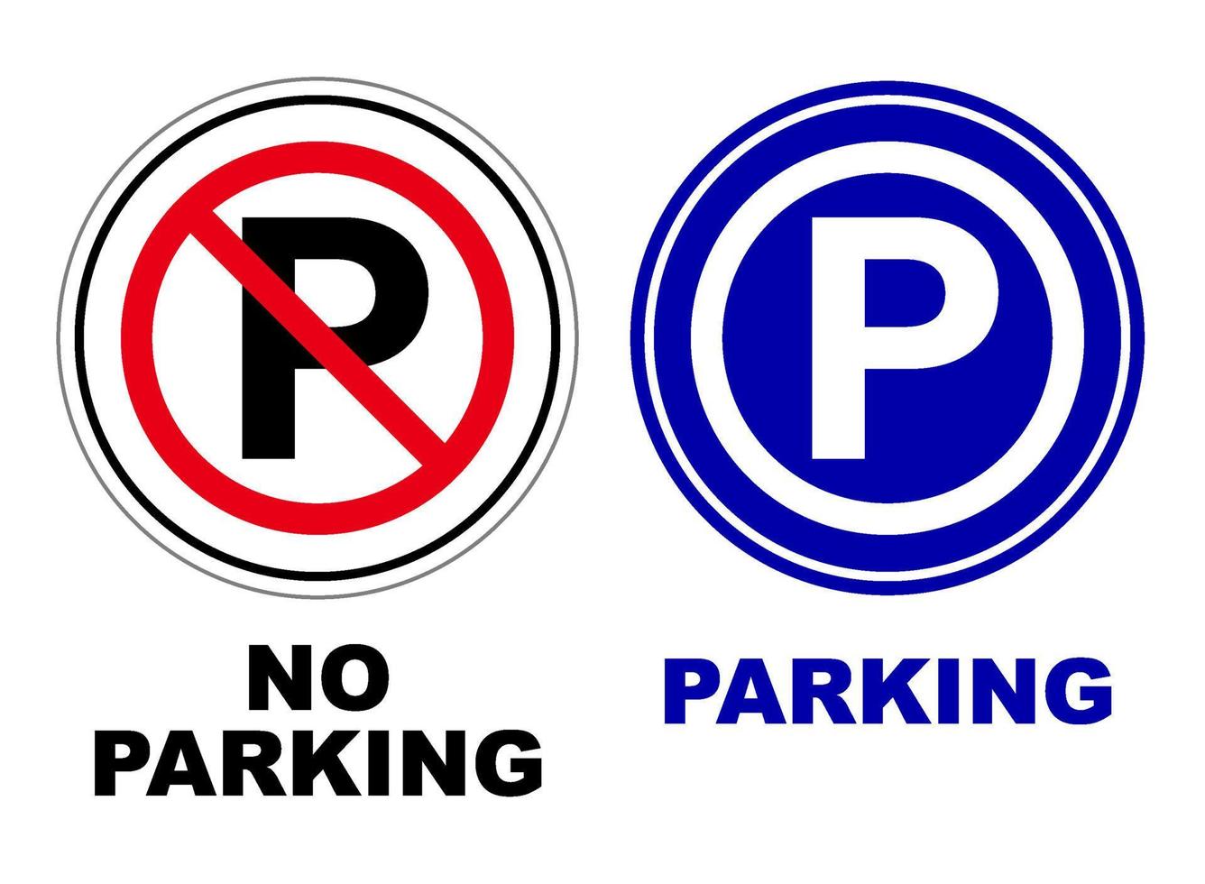 parkeren verboden teken reeks bundel afdrukbare afgeronde sjabloon vlak ontwerp geïsoleerd openbaar teken vector