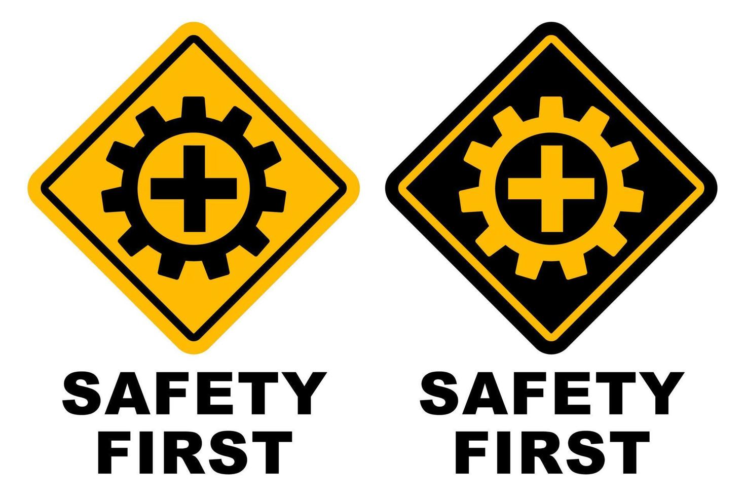 veiligheid eerste plein logo ontwerp afdrukbare bewegwijzering voor veilig arbeiders Bij bouw banier vector