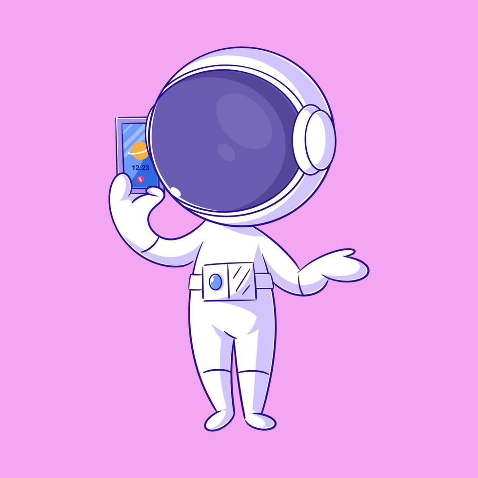 astronaut maakt een telefoon telefoontje vector