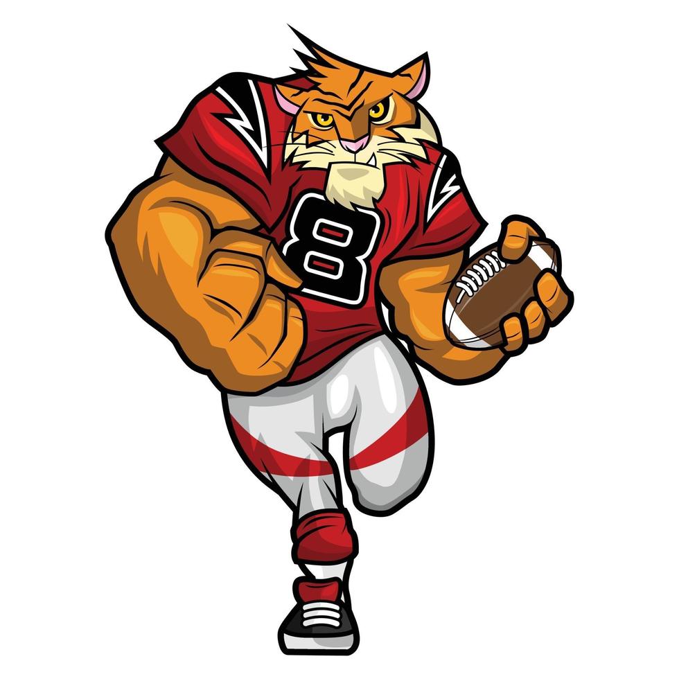 gele tijger - american football mascotte character design vector