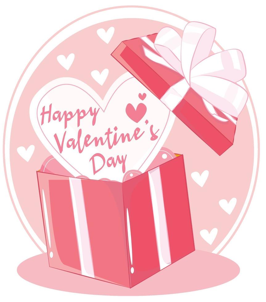 fijne Valentijnsdag. Valentijnsdag geschenkdoos. vector