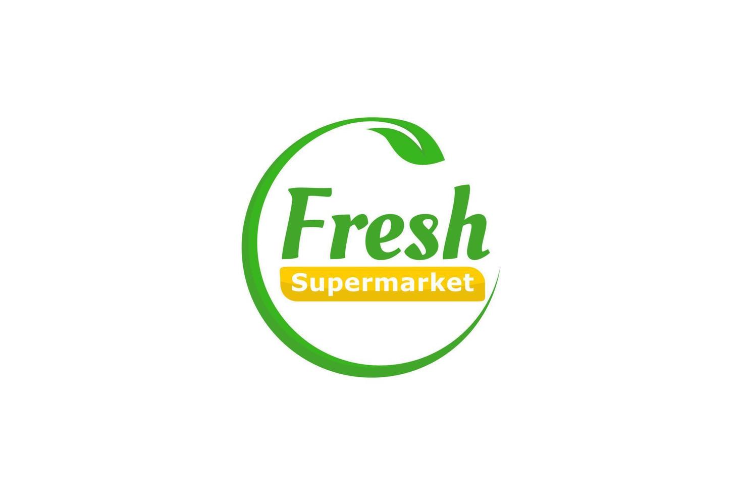 supermarkt logo met vers blad vector logo sjabloon