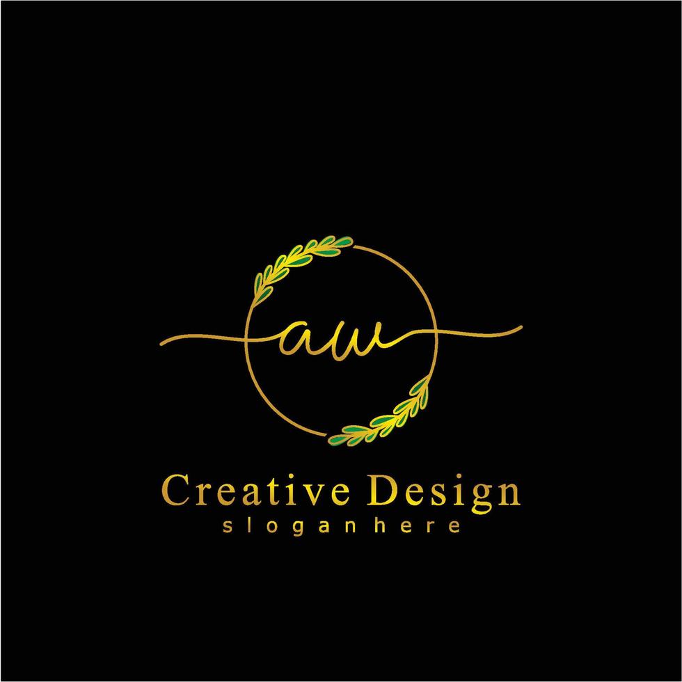 eerste aw schoonheid monogram en elegant logo ontwerp, handschrift logo van eerste handtekening, bruiloft, mode, bloemen en botanisch logo concept ontwerp. vector