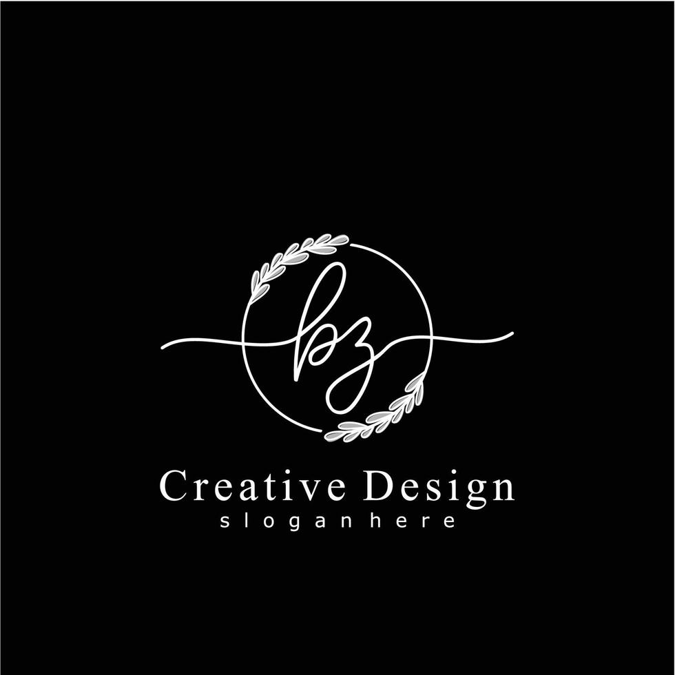eerste bz schoonheid monogram en elegant logo ontwerp, handschrift logo van eerste handtekening, bruiloft, mode, bloemen en botanisch logo concept ontwerp. vector