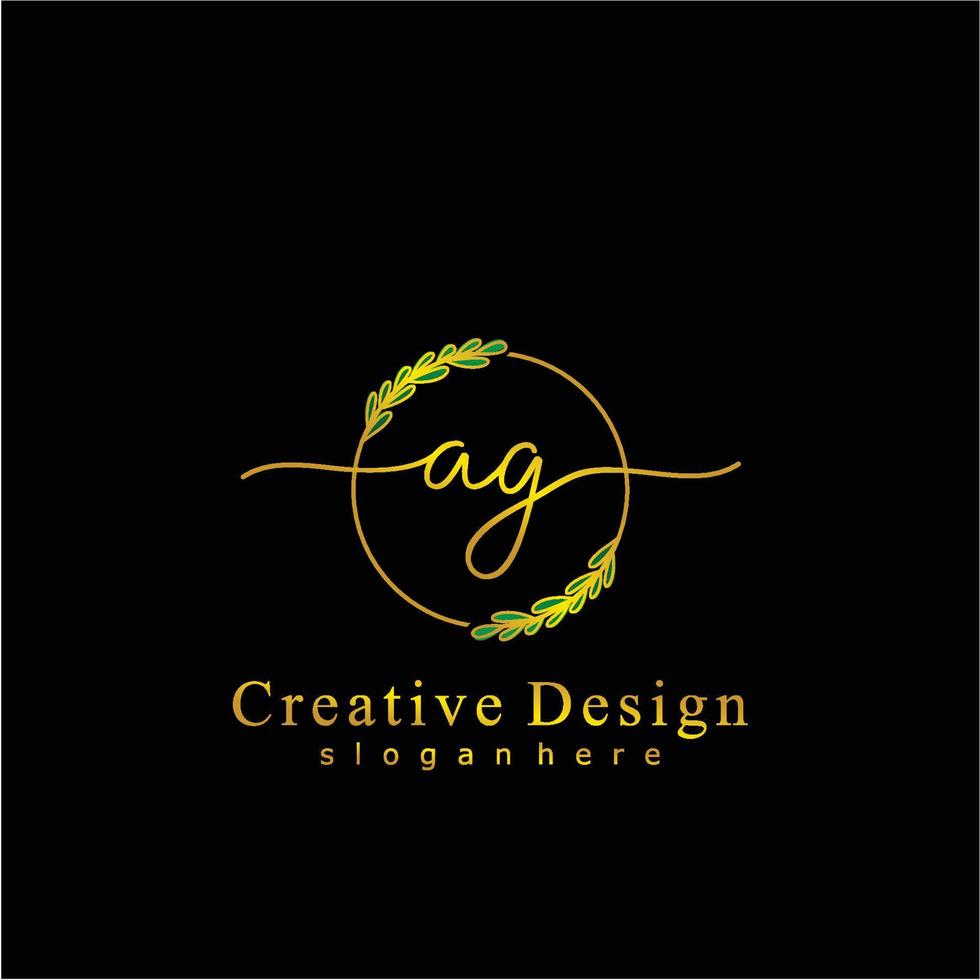 eerste ag schoonheid monogram en elegant logo ontwerp, handschrift logo van eerste handtekening, bruiloft, mode, bloemen en botanisch logo concept ontwerp. vector