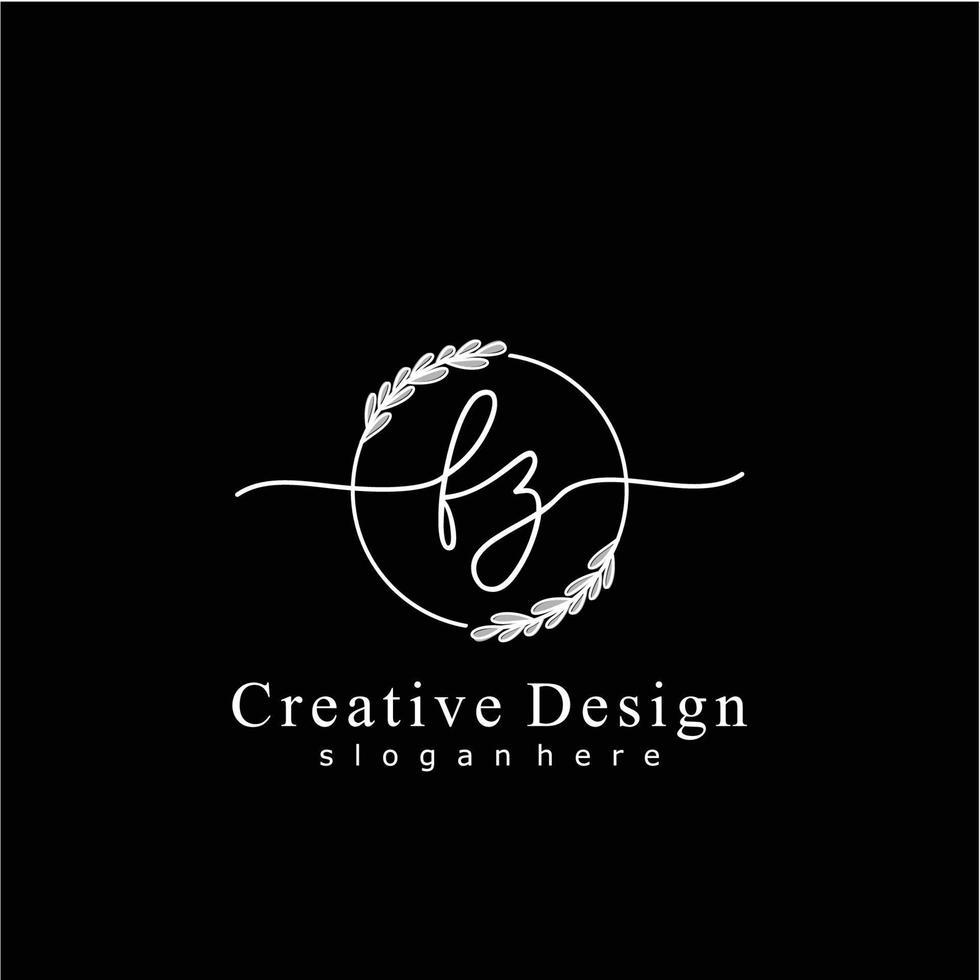 eerste fz schoonheid monogram en elegant logo ontwerp, handschrift logo van eerste handtekening, bruiloft, mode, bloemen en botanisch logo concept ontwerp vector