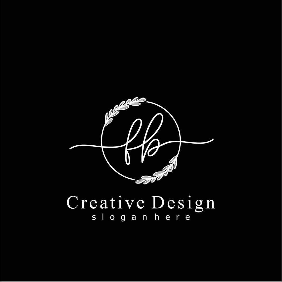 eerste fb schoonheid monogram en elegant logo ontwerp, handschrift logo van eerste handtekening, bruiloft, mode, bloemen en botanisch logo concept ontwerp vector