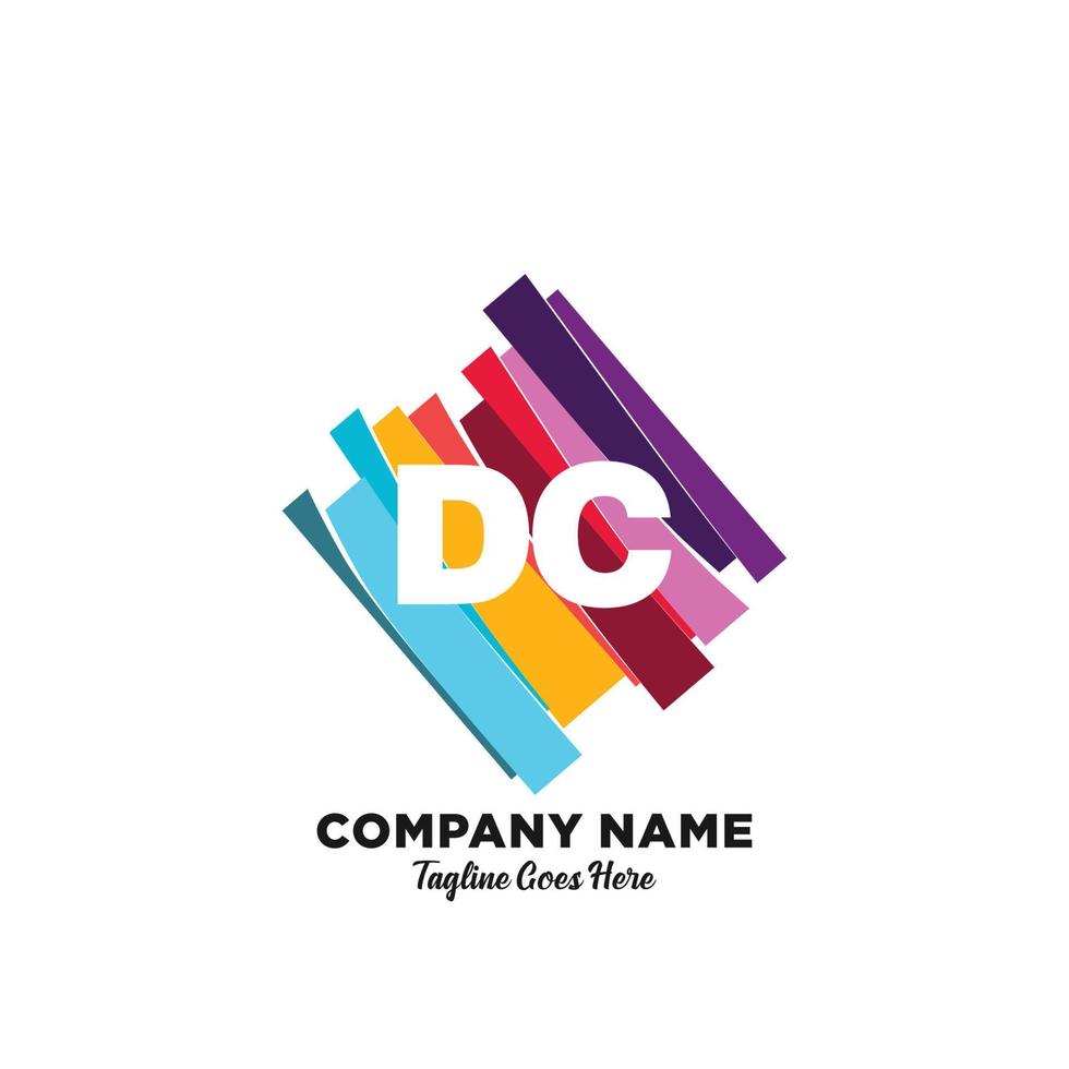 dc eerste logo met kleurrijk sjabloon vector. vector